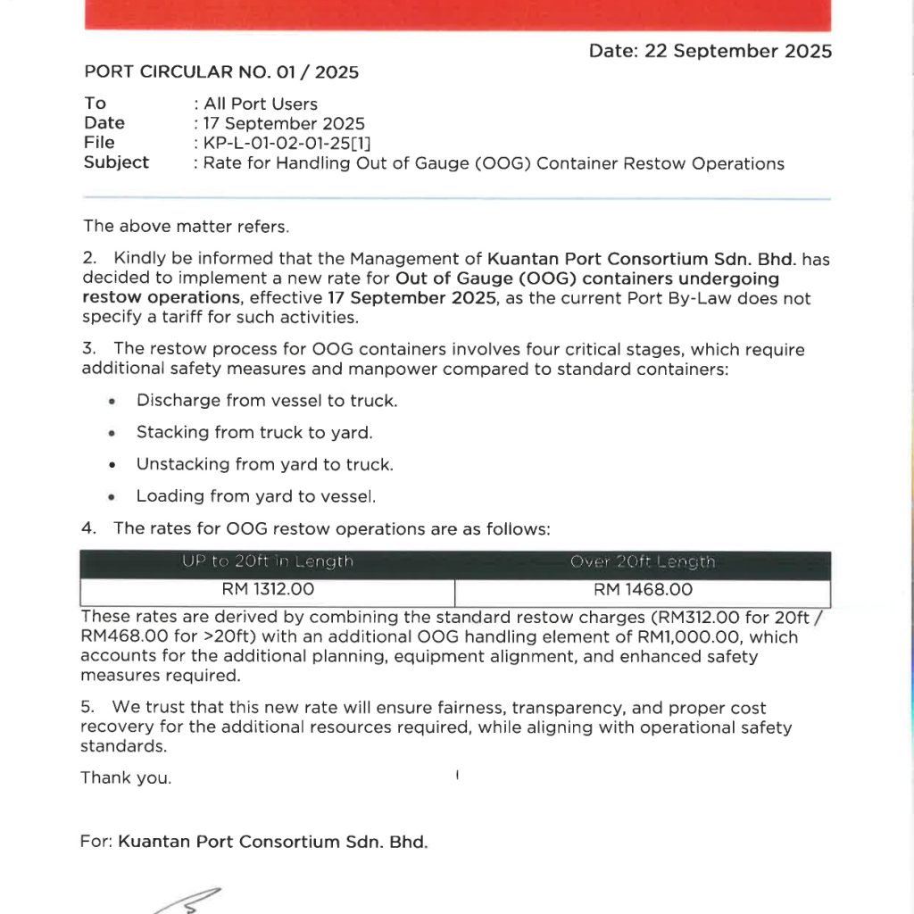 Restow Rate for Handling Out of Gauge (OOG) Container Restow Operations ...